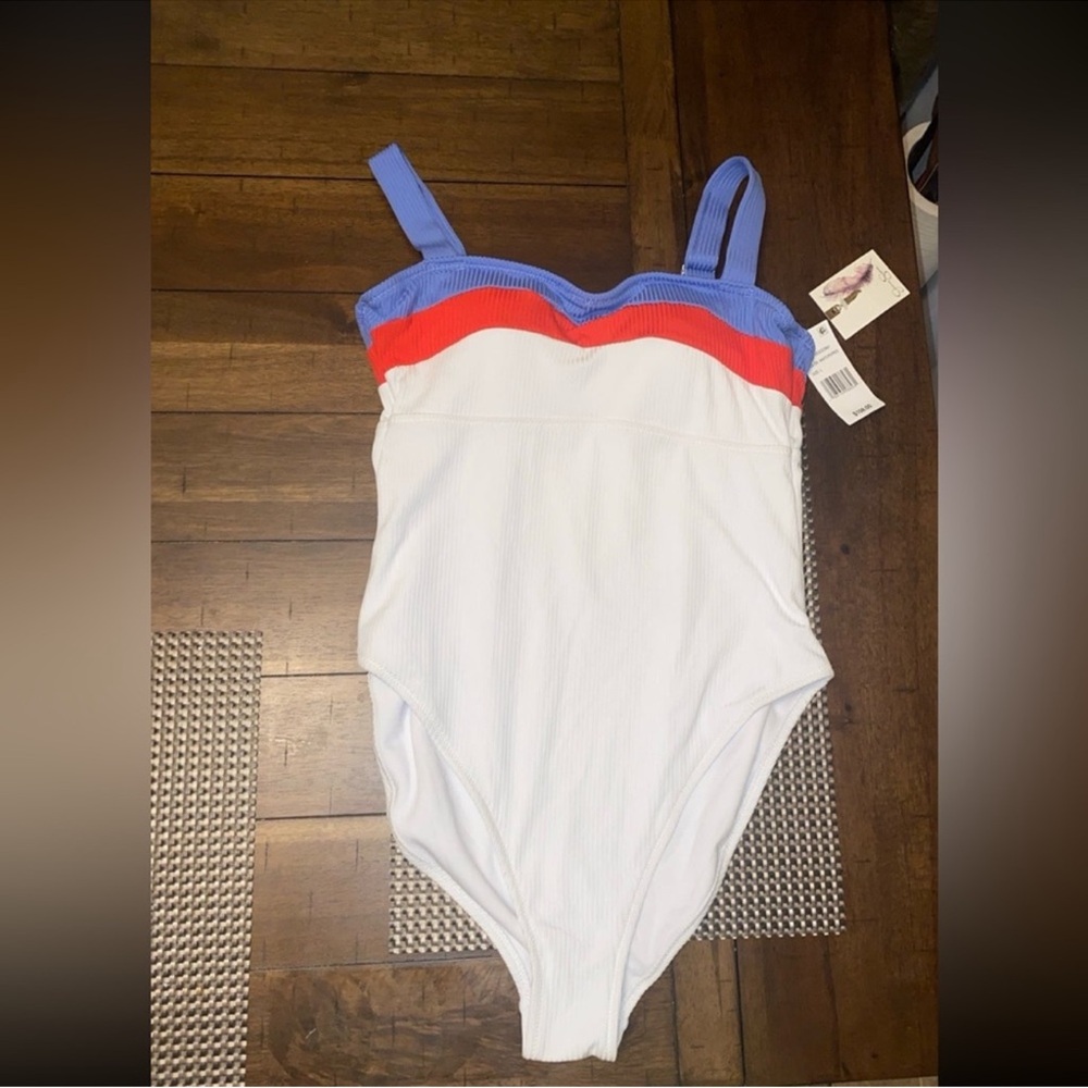 Jessica Simpson White and Blue Swimsuit